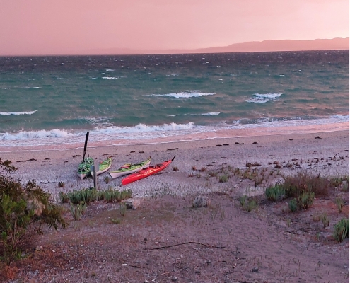 Kayaks in the beach in Coffin Bay