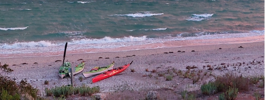 Kayaks in the beach in Coffin Bay